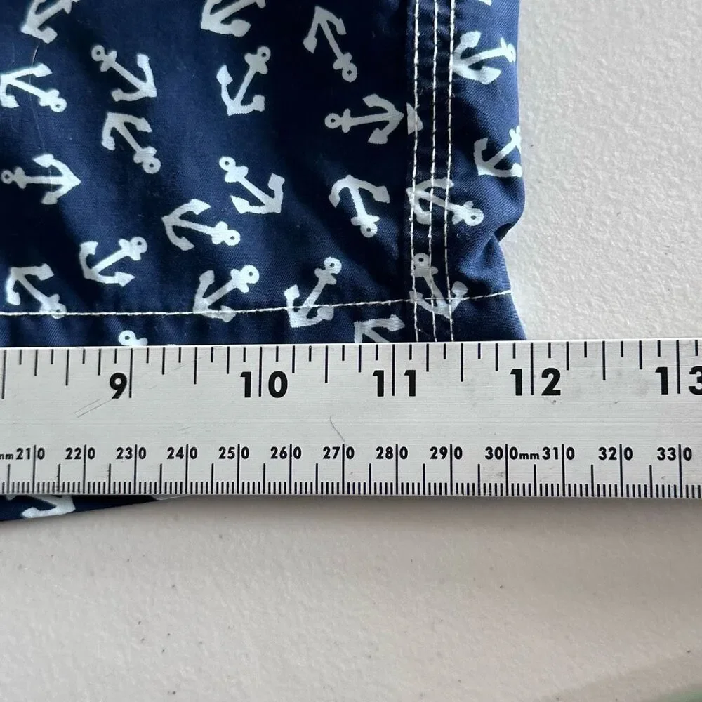 J. Crew Nautical Swim Board Shorts Mens 32‎ Navy Anchors Coastal Preppy